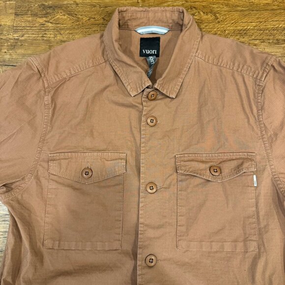 Vuori Brown Casual Outdoor Workwear Button Up Ripstop Jacket Shaket Coat Men's L - Picture 1 of 7